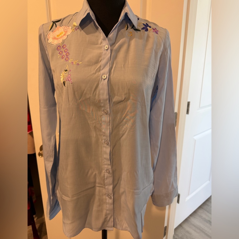 Express Sky Blue City Shirt with beautiful embroidery